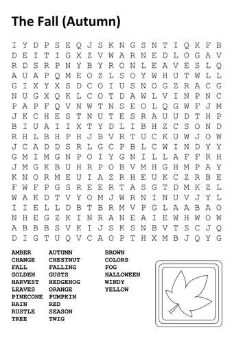 The Fall (Autumn) Word Search by sfy773 - Teaching Resources - Tes