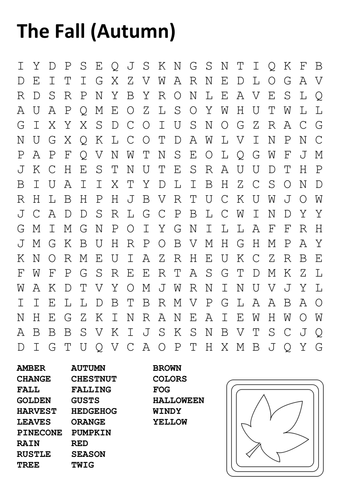 The Fall (Autumn) Word Search