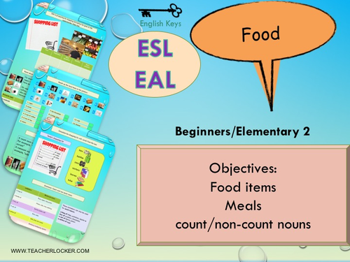 ESL Unit 5 - Food - Lesson 1 : learn about shopping list - Food habit/item