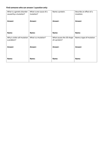 Mutation find an answer starter (Editable to use for any topic)