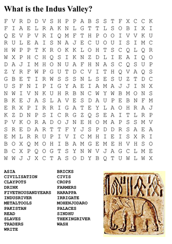 The Indus Valley Civilization Word Search