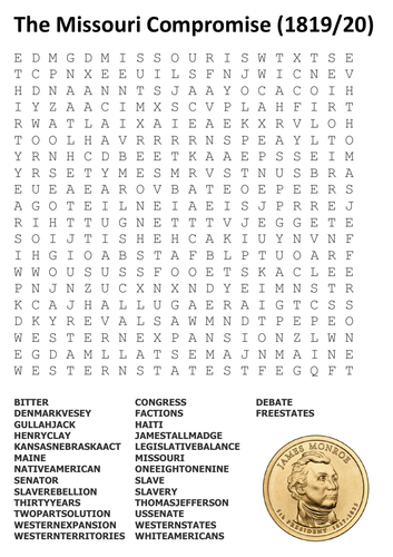 The Missouri Compromise Word Search