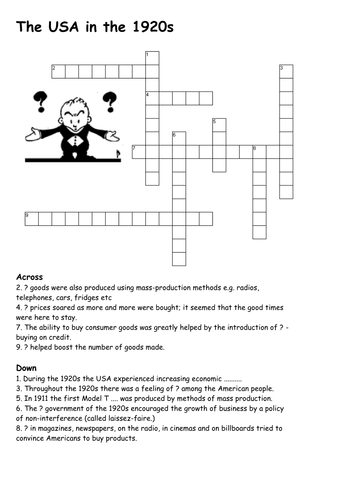 The USA in the 1920s Crossword Teaching Resources
