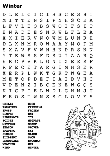 Winter Word Search and Color