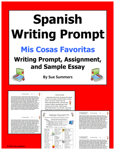 Spanish My Favorite Things Writing Prompt - Mis Cosas Favoritas