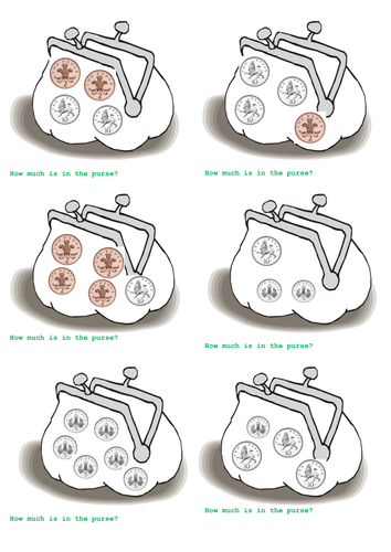 Money - adding coins 1p, 2p, 5p and 10p