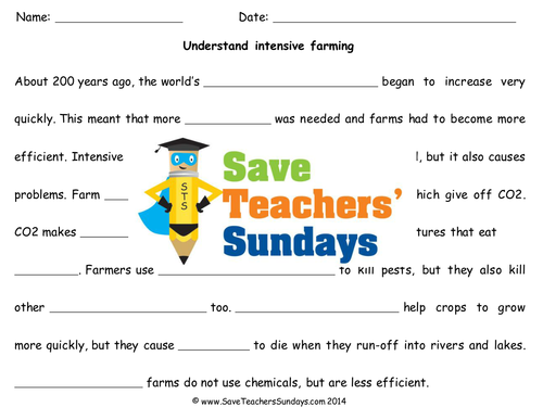 Intensive Farming KS1 Lesson Plan, Information Text and Worksheet