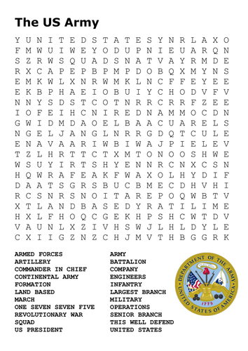 The US Army Word Search by sfy773 - Teaching Resources - Tes