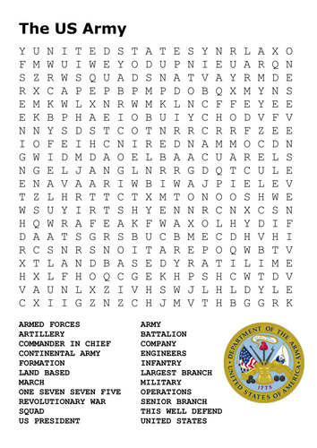 The US Army Word Search