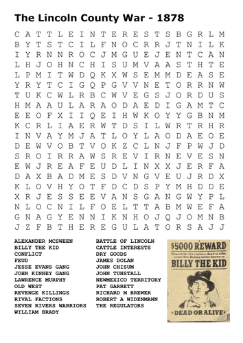 The Lincoln County War Word Search