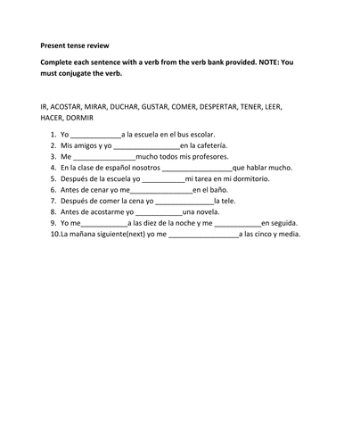 Present tense review