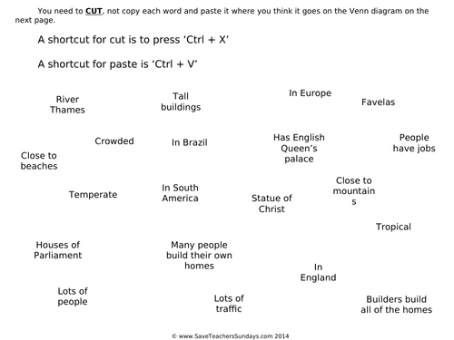 Comparing Rio and London KS1 Lesson Plan and Worksheet