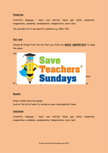 Investigation on States of Matter 1 KS2 Lesson Plan, Prompt Sheet, and Writing Frame