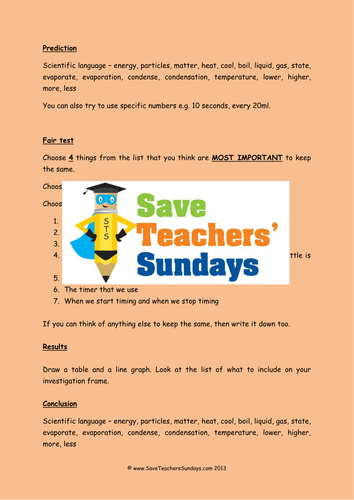 Investigation on States of Matter 3 KS2 Lesson Plan, Prompt Sheet and Writing Frame