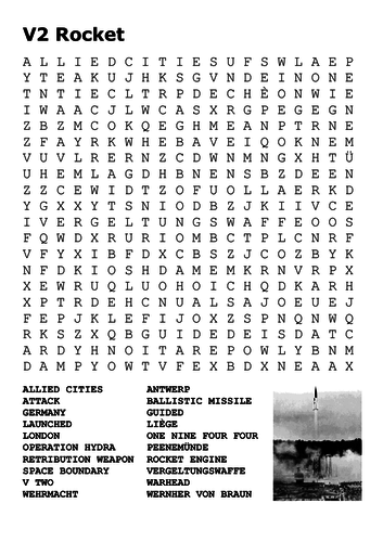 V2 Rocket Word Search