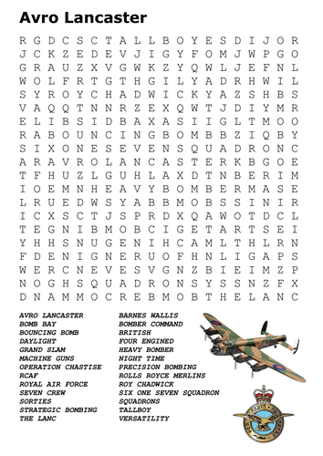Avro Lancaster Word Search
