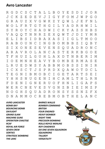 Avro Lancaster Word Search