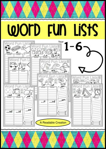 Literacy Sheets - Word Fun Lists