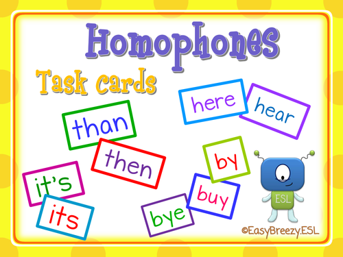 Homophones and Easily Confused Words Task Cards