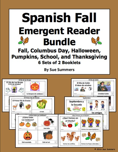 Spanish Fall Emergent Readers Bundle - 6 Sets of 2 Booklets