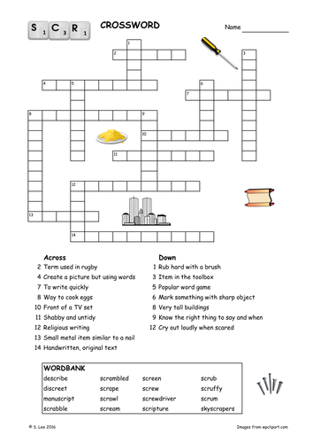 Crossword With Word Bank | crossword for kids