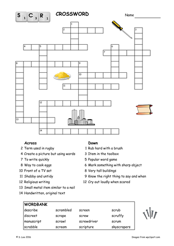 crossword with word bank crossword for kids