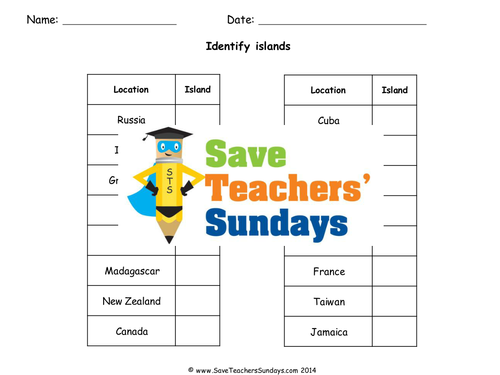 Identifying Islands and Non-Islands KS1 Lesson Plan and Worksheet