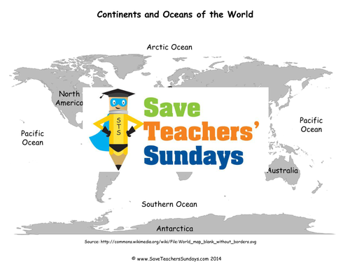 Find Continents and Oceans for Islands KS1 Lesson Plan, Maps, Worksheet and Plenary