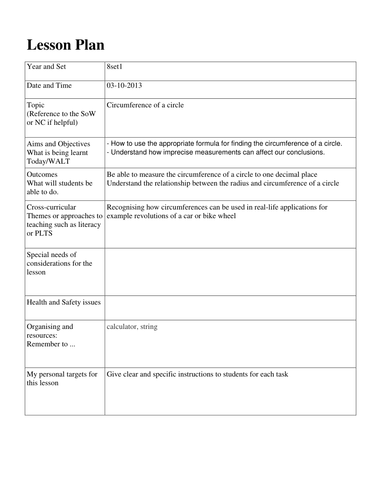 Circumference of a Circle Investigation