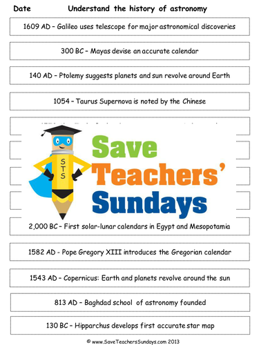 History of Astronomy  KS2 Lesson Plan and Worksheet