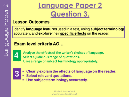 AQA new specication GCSE English Language Paper 2 Question 3  practice lesson
