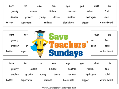 Life Cycles of Stars  KS2 Lesson Plan and Worksheet