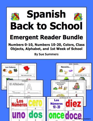 Spanish Back to School Emergent Readers Bundle - 6 Sets of 2 Booklets