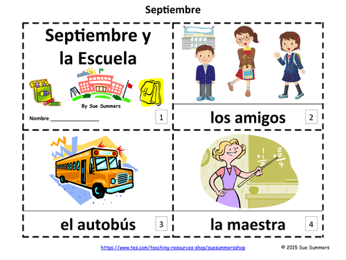 Spanish September and School 2 Emergent Reader Booklets
