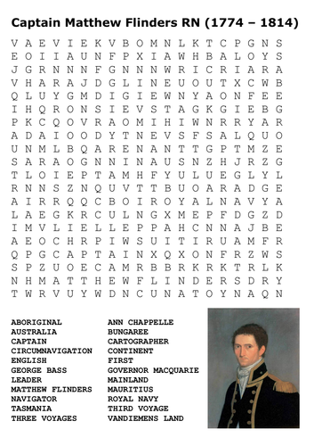 Captain Matthew Flinders RN Word Search