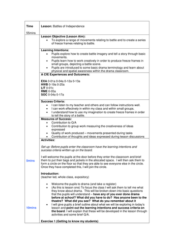 Primary Drama Lesson (Battles)