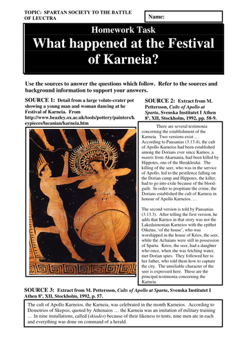 What happened at the Festival of Karneia? Teaching Resources