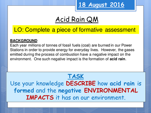 Acid Rain Quality Mark Assessment (FULL RESOURCE PACK)