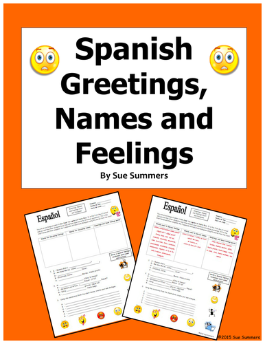 Spanish Greetings, Names, and Feelings Chart and Dialogues