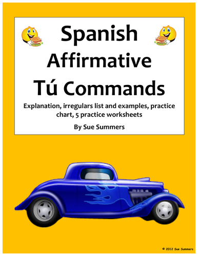 Spanish Commands Tú Affirmative Bundled Packet Homework & Reference