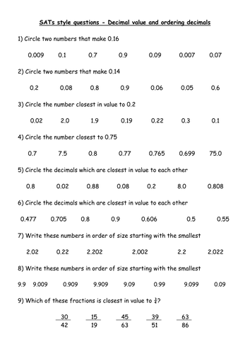 Fractions, Decimals and percentages interactive teaching tools