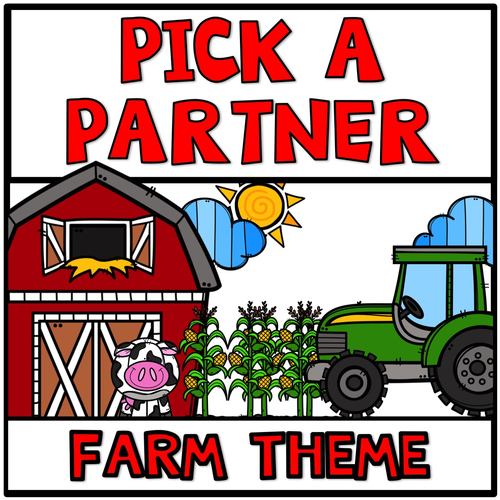 Pick a Partner Cards Student Group Farm Theme
