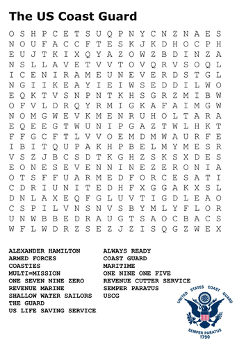 The US Coast Guard Word Search