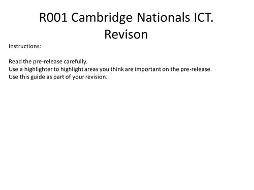 R001 Exam Revison ICT Cambridge Nationals