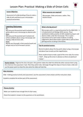Making Onion Cell Slides Practical Assessment