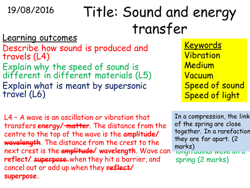 P1 2.2 Sound and energy transfer