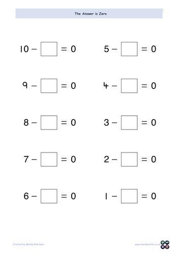 3 Worksheets - Forming Digits - Answers equal 0 - Answers equal 4