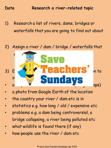 Researching Rivers and Related Topics KS2 Lesson Plan and Worksheet by