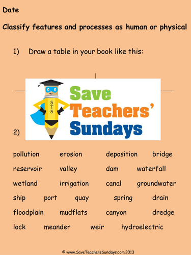 Physical and Human Features and Processes KS2 Lesson Plan and Worksheet