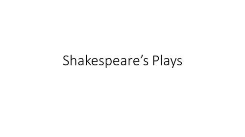 Shakespeare's Plays display, giving brief information about each play